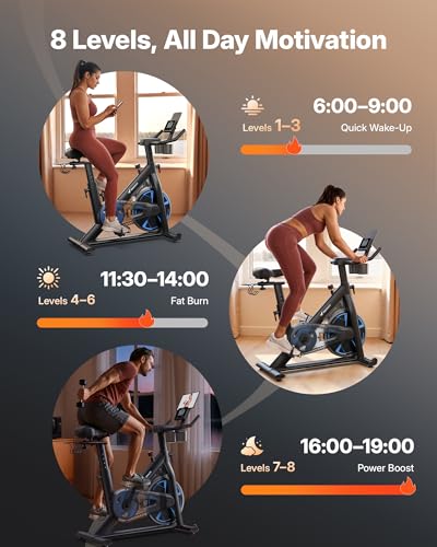 MERACH Exercise Bike, Magnetic Resistance, 330lbs Capacity - color: Blue