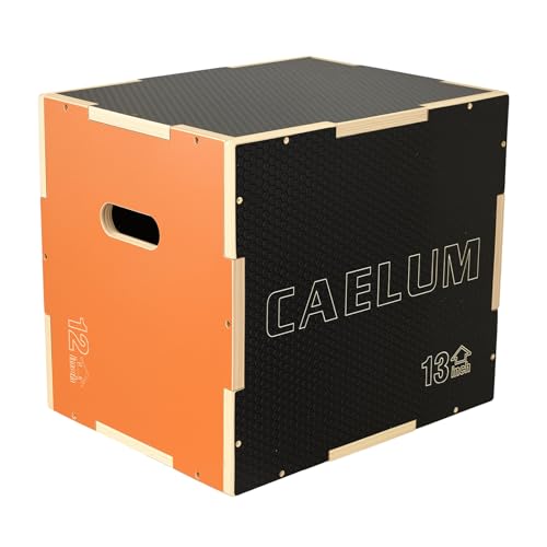 CAELUM 3-in-1 Wood Plyo Box, Non-Slip Plyometric Jump Box for Gym, Squats - color: Black Orange, size: 16" x 13" x 12"