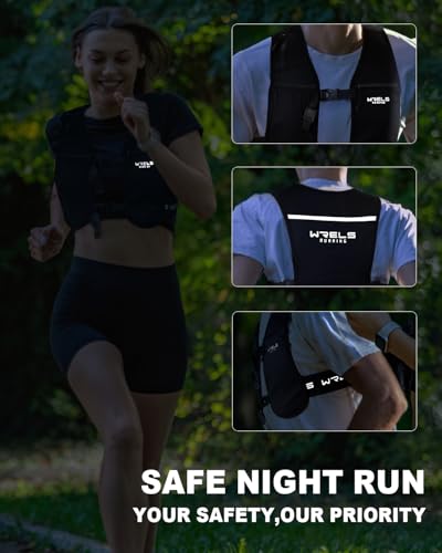 WRELS Running Vest for Women Men,Lightweight Reflective Hydration Vest with TPU 500ml Soft Flask,Adjustable Chest Straps Phone Pocket for Running Marathon - size: Large-X-Large