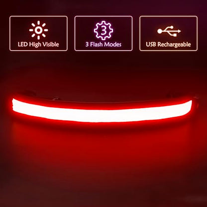 Illumifun LED Running Belt - USB Rechargeable Light Up Sash, High-Visibility Elastic Waistband Light for Running Cycling Hiking Camping Nighttime Activities - color: Red