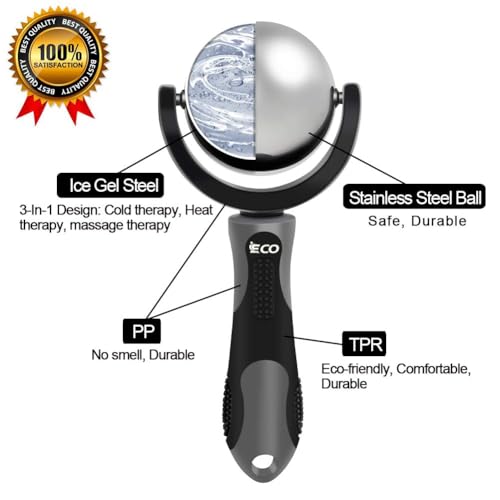 iECO Massage Ice Roller Ball Cold & Heat Therapy Plantar Fasciitis Roller - color: Gray+black