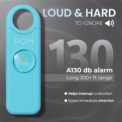 POM Personal Safety Alarm for Women – 130dB Loud Emergency Siren, USB-C Rechargeable with Bright LED Flashlight, Portable Keychain Design for Self Defense, Purse, Backpack & Travel (Aqua) - color: Aqua