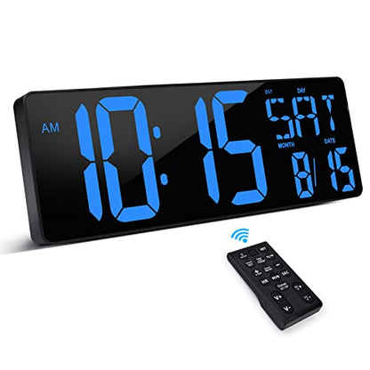 XREXS 17.2 Inch Large Digital Wall Clock with Remote Control - color: Blue