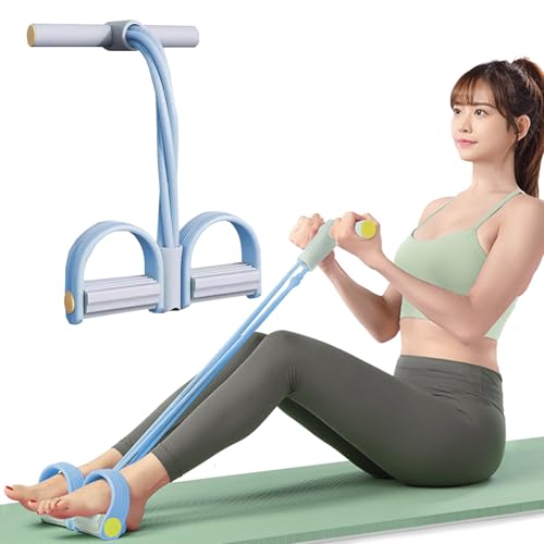 Foot Pedal Resistance Band,6-Tube Pedal Puller Resistance Rope,Yoga Elastic Exercise Bands, for Women Jump Fitness, Abdomen/Arm Weight/Waist/Leg Stretching Slimming Training - color: Blue