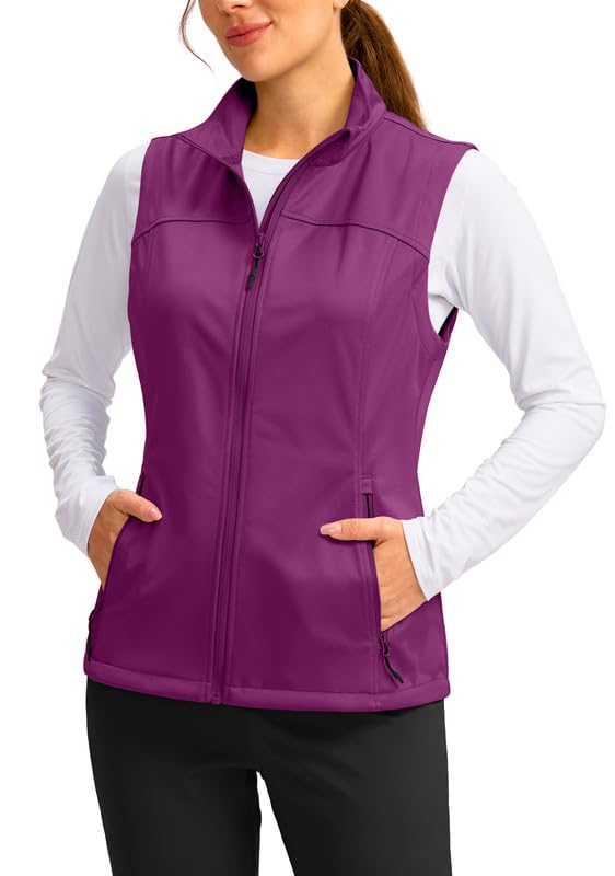 Soothfeel Women's Vest with 4 Pockets Lightweight Jacket Hiking Travel - color: Hot Pink, size: XX-Large