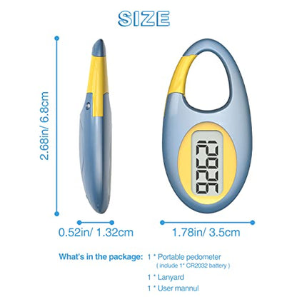 Simple 3D Step Counter, Walking Pedometer, Steps Tracker with Neck Lanyard/Carabiner for Men Women Teens Adults Seniors - color: Blue