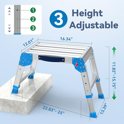 Loyoda Work Platform 440 lbs with One-Touch Automatic Fold, Standard, Blue - size: Standard Silver
