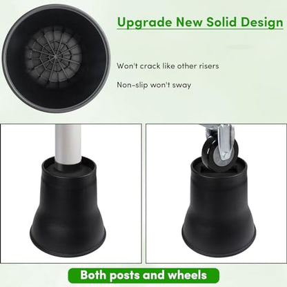 DEDU Bed Risers 6 Inch Heavy Duty 9 Pack, Furniture Risers with Caster Pads Supports Up to 6600 Lbs, Round Couch Risers for Sofas, Couch, Desk or Chair (Black) - size: 6 inch
