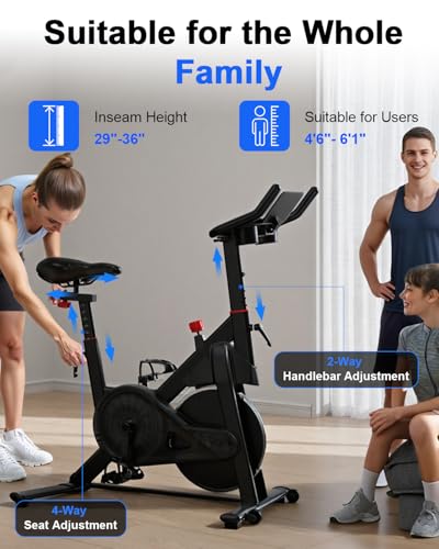 Superun Exercise Bike, Stationary Bikes for Home Gym with 32-Level Magnetic Resistance, 300LBS Capacity Indoor Cycling Bike with Comfortable Seat, LED Display - color: Pro-Black