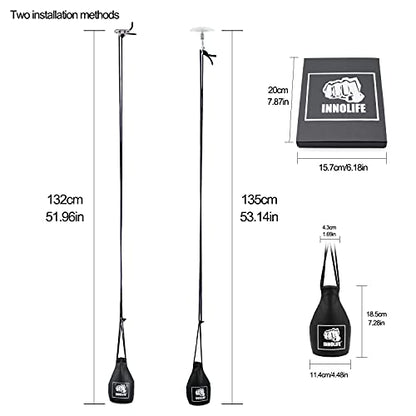 INNOLIFE Boxing Slip Bag, Boxing Dodge Hide Speed Bag Maize Ball Leather Ball for Reflex Training, Boxing, Kickboxing, MMA Pendulum Training - style: Black (Without Filler)