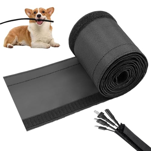 1" - 6.6 Ft Dog/Cat Cord Protector, Hook and Loop Cable Sleeve - size: 1" - 6.6Ft