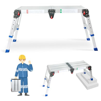 LEADALLWAY Work Platform Aluminum Portable Step Stool 33“Lx12”W x20“H