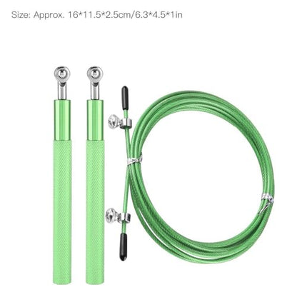Aluminum Alloy Jump Rope with Ball Bearings – Skipping Rope for Speed Training, Non-Slip Grip and Adjustable PVC Cable - color: Green