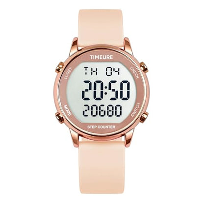 TIMEURE Pedometer Watch for Women Step Counter for Walking No App TU-2509 - color: pink