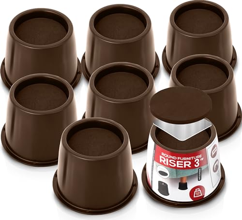 Utopia Bedding 3 Inch Bed Risers 8 Pack, Round Heavy Duty, Brown - color: Brown, size: 3 Inch (Pack of 8)
