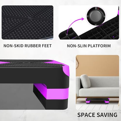27" Aerobic Exercise Step Platform Adjustable Stepper - color: Purple