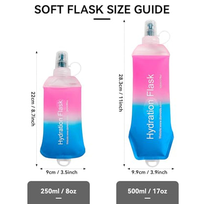 250ml Soft Flask Soft Water Bottle for Running, Hiking, Cycling and Climbing - Gradient Pink - color: 250ml, Gradient Pink