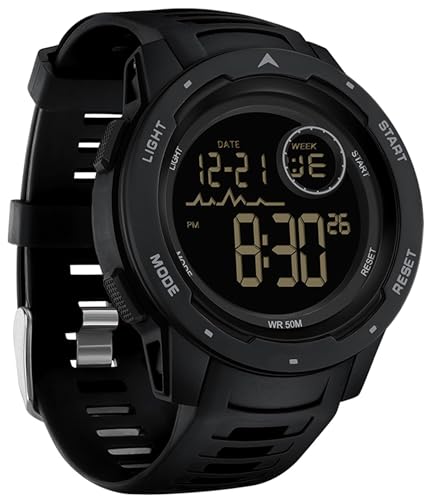 findtime Men's Digital Watch Waterproof Sports Watches Tactical Military Stopwatch Alarm 12/24H Outdoor Mens Wristwatch for Running Swimming Relojes para Hombres - color: black