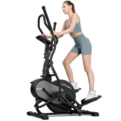 THERUN Elliptical Exercise Machine, Cardio Climber Elliptical Machine for Home, Stair Stepper Elliptical Training Machines w/ 13LBS&18LBS Flywheel, 16 Levels Resistance - color: 18LBS Flywheel Grey