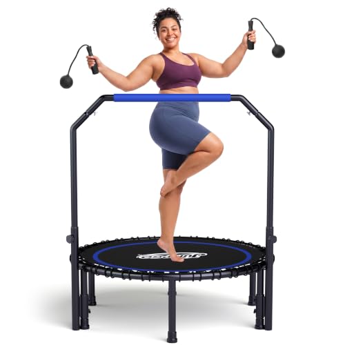 450LBS Foldable Rebounder Trampoline for Adults with Adjustable Handle 40" - color: Black