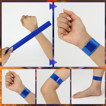 20 Pcs Reflector Snap Bands Fluorescent Slap Armbands - color: Blue