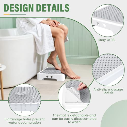 SOYO Mobility One Step Stool Platform for Adults & Elderly, White-Gray - color: White-gray