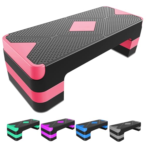 27" Aerobic Exercise Step Platform Adjustable Stepper - color: Red