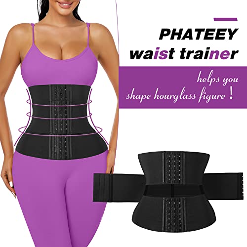 Women Waist Trainer Cincher 3 Straps Tummy Control Body Shaper - color: Black - Hooks - 3 Half Belts - Super Abdominal Compression, size: XX-Small