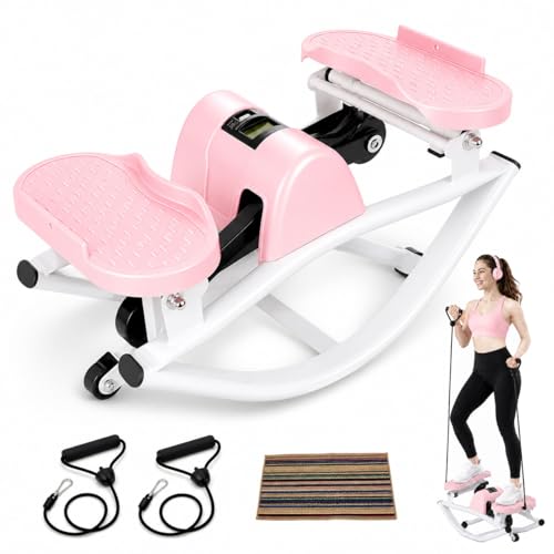 Rock Stepper Side to Side Portable Lateral Rocking Stepper with Digital Display and Non-Slip Mat Mini Steppers for Exercise at Home