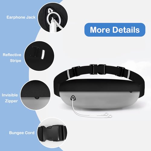 Waterproof Running Belt Waist Pack – Lightweight Fitness Phone Holder for Men Women, Adjustable Sport Bum Bag with Zipper Pockets for iPhone 15/16 Pro Max, Keys, Card (GSP8802, Blue Gray) - color: Blue Gray