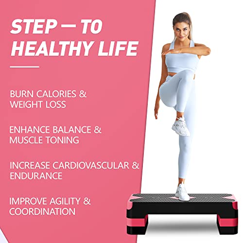 GYMMAGE Aerobic Exercise Step, Adjustable Height, - color: E