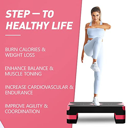GYMMAGE Aerobic Exercise Step, Adjustable Height, - color: E