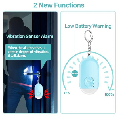 Hion Personal Safety Alarm for Women, Rechargeable 130dB Self Defense Alarm Keychain with LED Flashlight, Emergency Safe Sound Security for Children Elderly College Girls Men, Blue - color: Blue