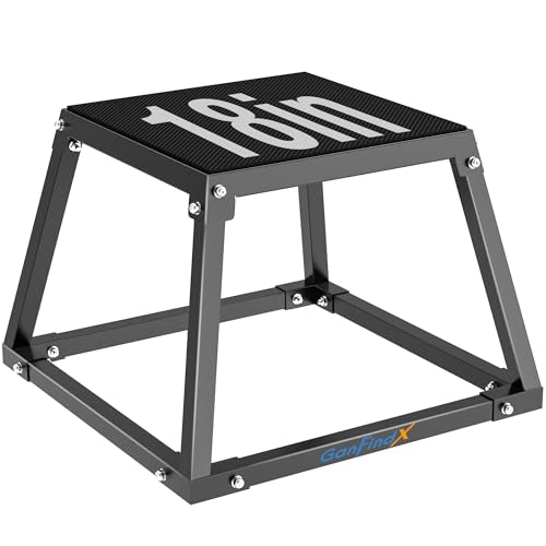 GanFindX Plyometric Jump Box, 12/18Inch Steel Platform for Fitness Training - color: black, size: 18in