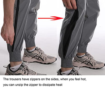LZLRUN Men Rave Reflective Pants Breathable Zipper Fluorescent Trousers - size: Large