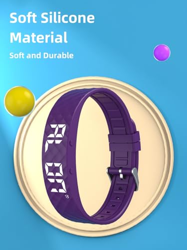 Non-luetooth Led Fitness Tracker Watch No App No Phone Required Fitness Watch Pedometer Watch with Steps Calories Sleep Tracker Alarm Clock for Man Women - color: Purple