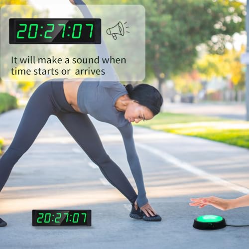 YZ Gym Timer Clock for Home Gym, Fitness Timer with Stopwatch Button, Large Digital Stopwatch Countdown Clock, 12/24H Digital Wall Clock - style: plug-in