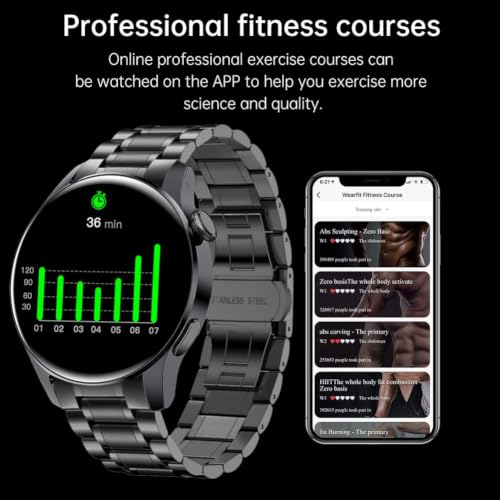 LAKEYLOYI Smart Watches Men Women, Bluetooth Calls, Heart Rate Sleep Monitor,IP67 Waterproof Fitness Tracker, Black Stainless Steel Watches for Android & iOS - color: A-Black
