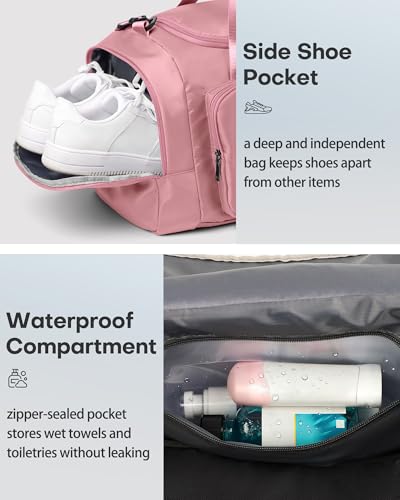 HOTOR Gym Bag, Duffle Bag with Shoe Compartment, Pink 20.5x11x10.6 Inch - color: Pink, size: 20.5" x 11.0" x 10.6"