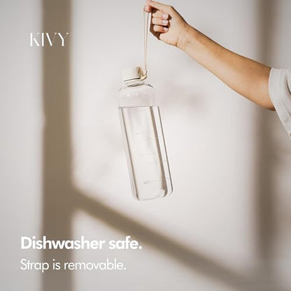KIVY Large Water Bottle 50oz Tritan - Lightweight & Shatterproof - BPA Free - color: 04 Cream Clear, size: 50oz