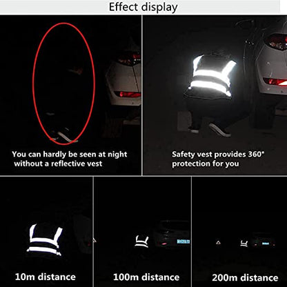 High Visibility Safety Vest with Reflective Strips & Pockets - color: Black, size: Medium