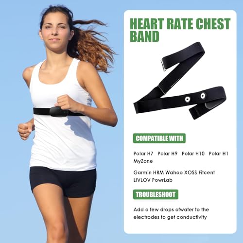Heart Rate Monitor Chest Band for Polar H10 H9 H7, Adjustable Waterproof Replacement Chest Strap Compatible with Polar Garmin - style: Black