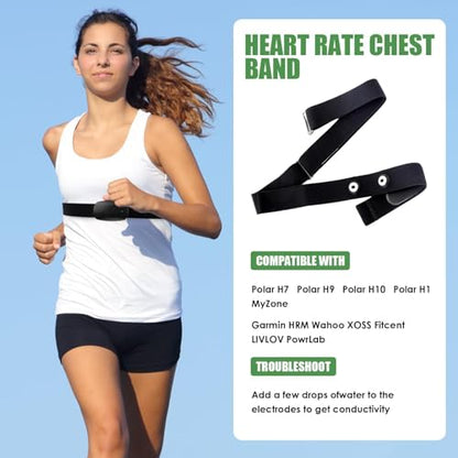 Heart Rate Monitor Chest Band for Polar H10 H9 H7, Adjustable Waterproof Replacement Chest Strap Compatible with Polar Garmin - style: Black