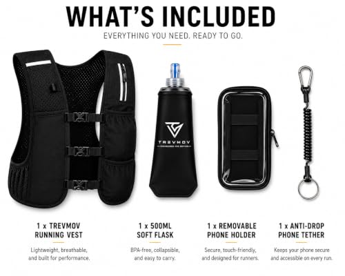 Running Hydration Vest with Phone Holder & 500ml Soft Flask, M/L