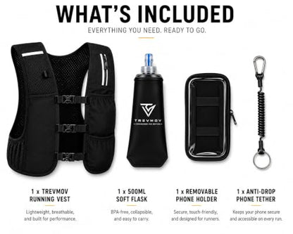 Running Hydration Vest with Phone Holder & 500ml Soft Flask, M/L