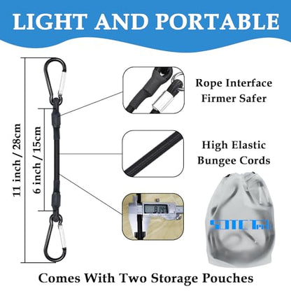 SDTC Tech 8IN Mini Short Bungee Cords with Carabiner Hooks - size: 8 inch-4 pack