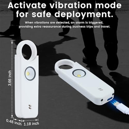 TIPSEAN Personal Safety Alarm - 135dB Ultra Loud Siren with LED Strobe Light, USB-C Rechargeable, Compact Keychain Alarm for Women/Men, Emergency Flashlight & Vibration Alert(White) - color: White