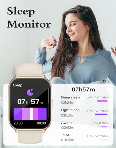 RUIMEN Smart Watches for Women Men (Answer/Make Call, 2 Bands), 1.8", Cream - color: Black-gold