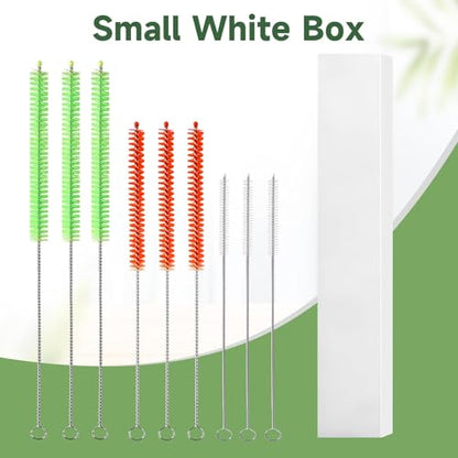 9PCS Reusable Long Colored Straw Cleaner Brush Set 12" Bendable