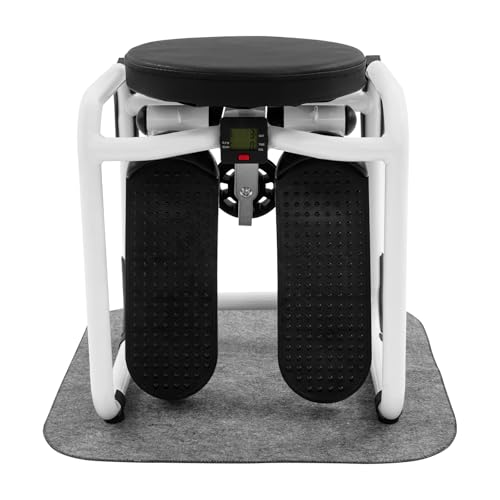 Multi-Function Stepper with Seat, 330lbs Loading Capacity Portable Stair Stepper, LED Monitor Mini Sport Stepper for Home, Hydraulic Resistance Step Machine - color: Black, White